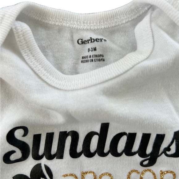 infant Girl White and Gold Glitter Football Onesie - Picture 4 of 8